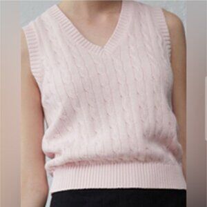 Brandy Melville John Galt Marlena Pink Cable Knit Cotton Sweater Vest Size Small